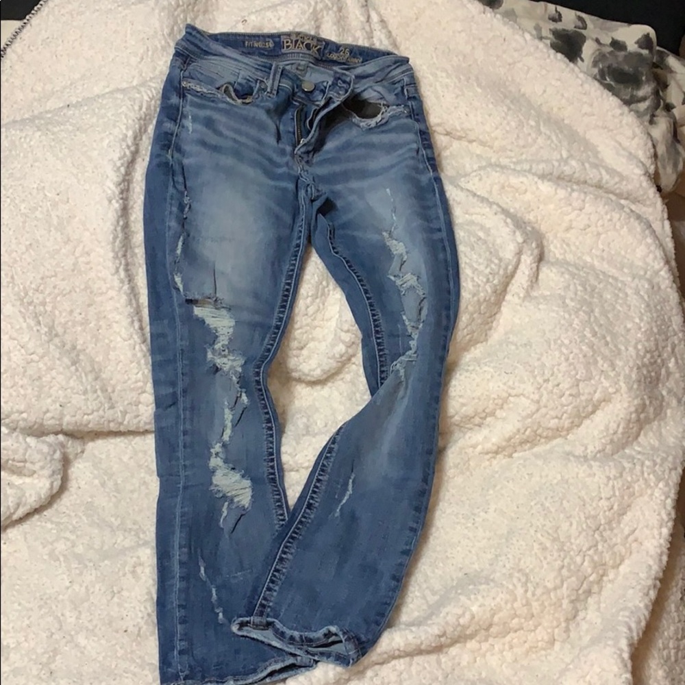 Women’s Buckle Black Destructed Jeans